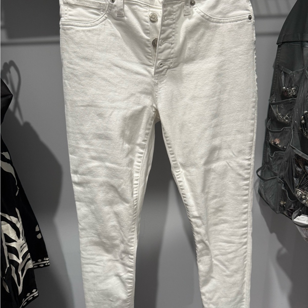 Lucky Brand White Skinny Jeans High-Rise Distressed